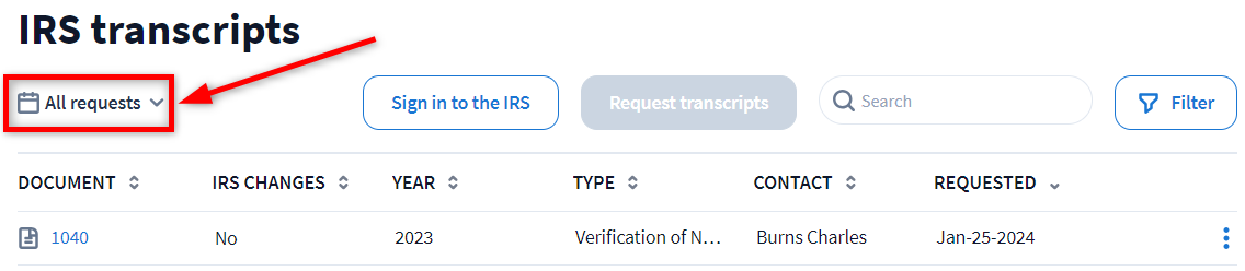 Request and view IRS transcripts - TaxDome Help Center