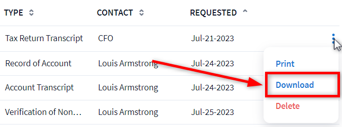 Request and view IRS transcripts - TaxDome Help Center