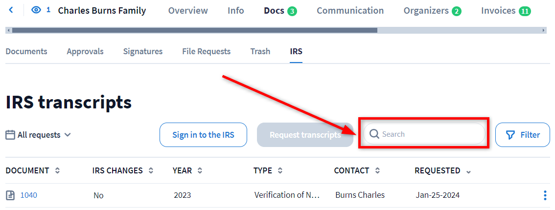 Request and view IRS transcripts - TaxDome Help Center