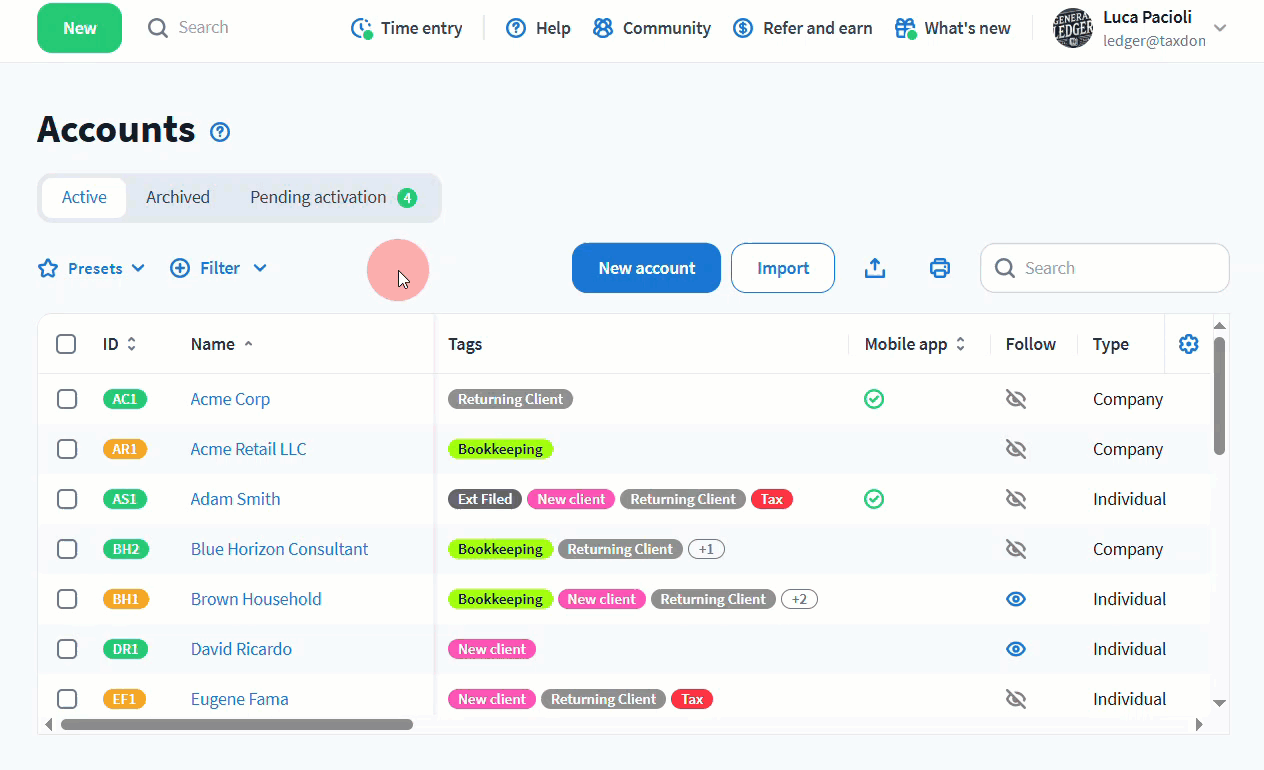 Ways to use account tags - TaxDome Help Center