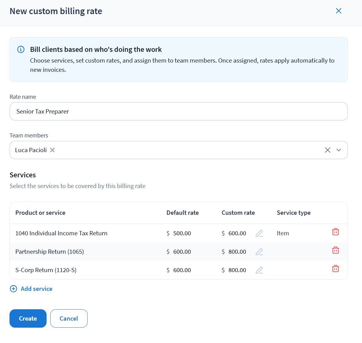 Custom billing rates explained - TaxDome Help Center