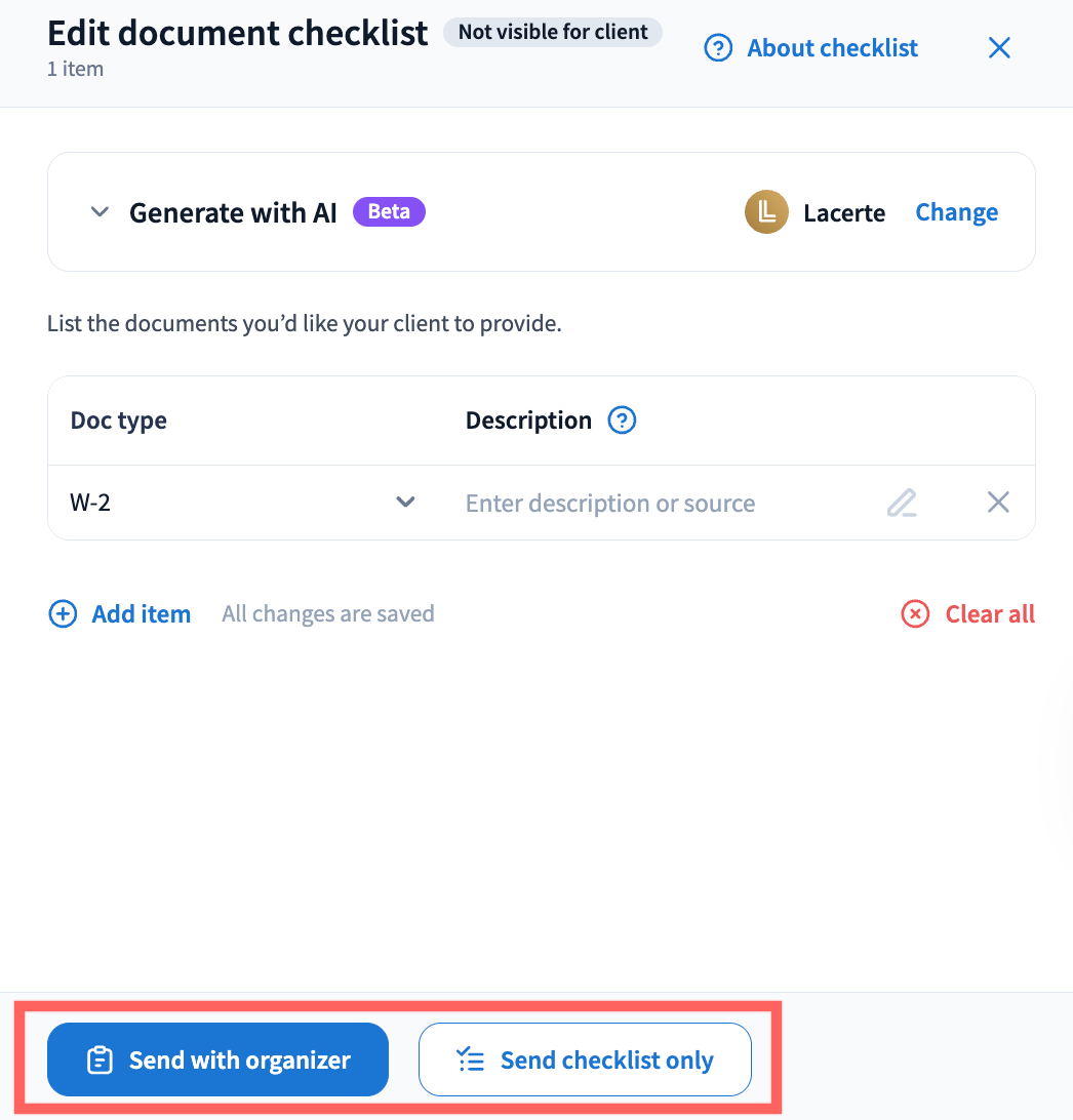 Send Task Checklist Create and send document checklists - TaxDome Help Center