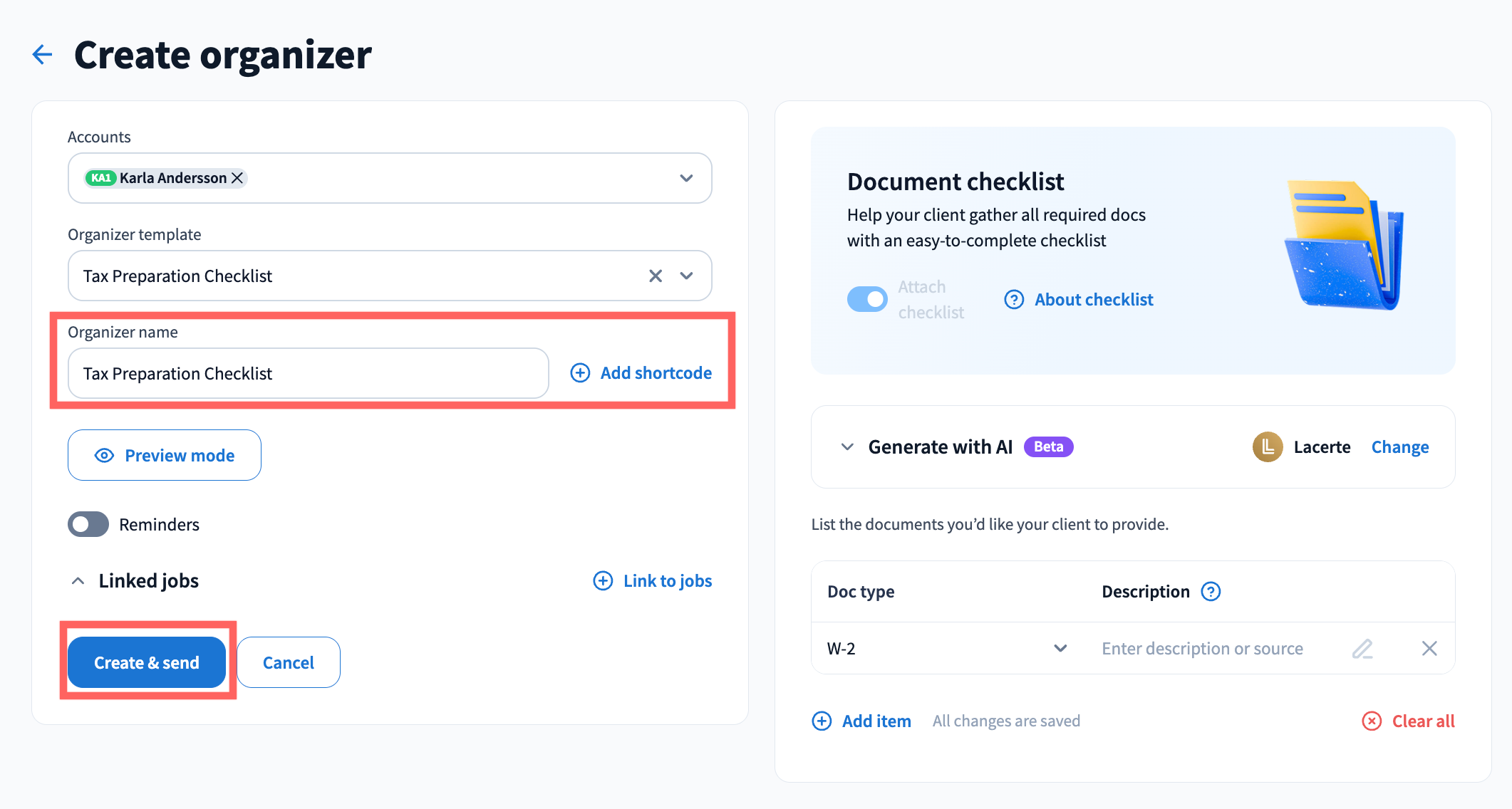 Send Base Checklist Create and send document checklists - TaxDome Help Center