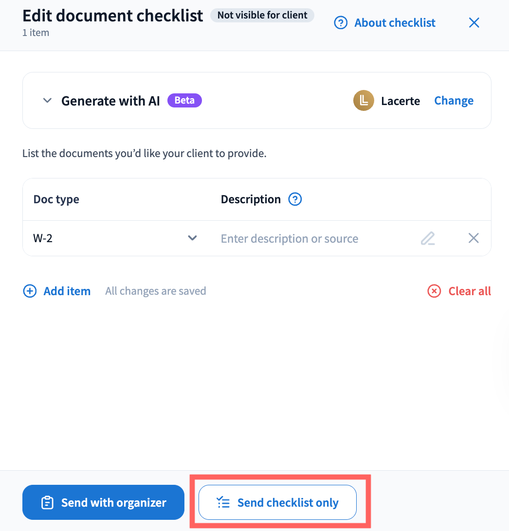 Create and send document checklists - TaxDome Help Center
