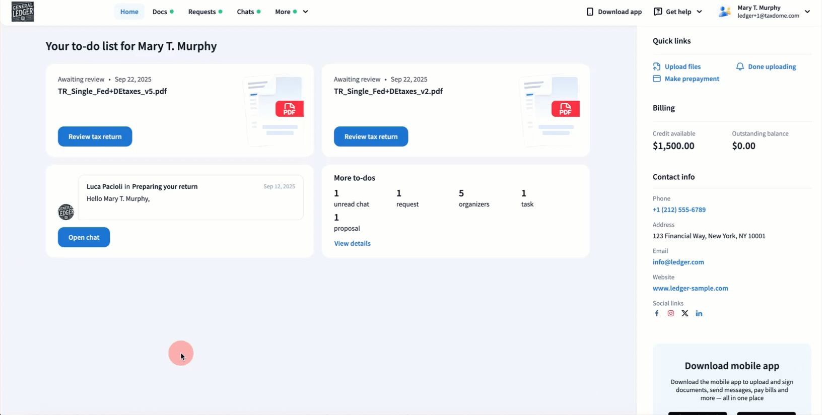 Create and send tax return delivery - TaxDome Help Center