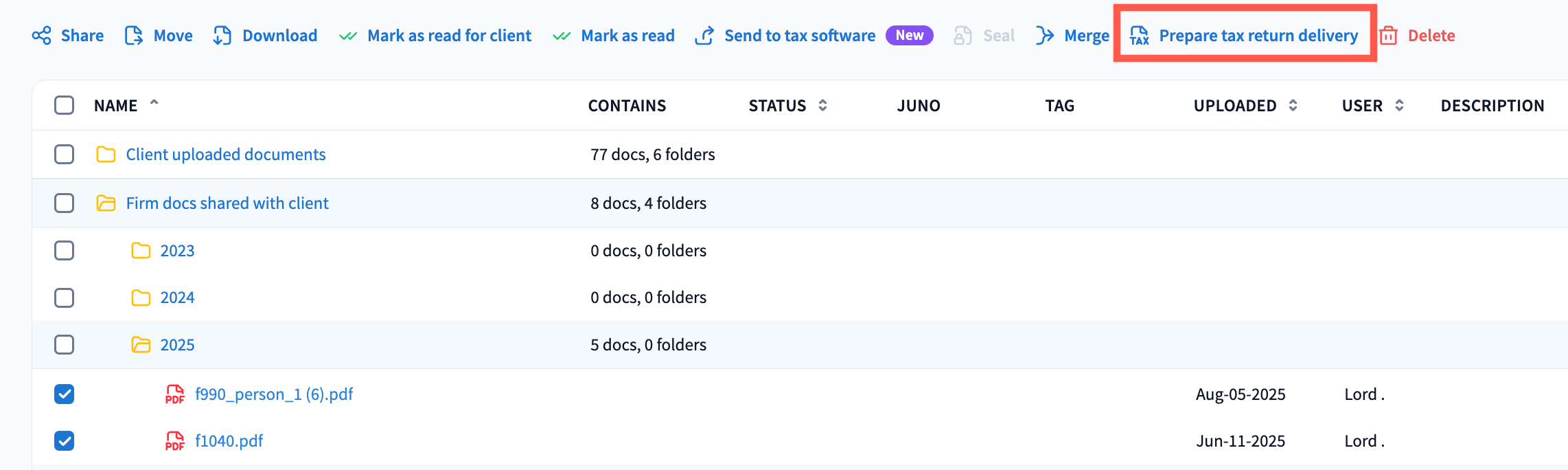 Create and send tax return delivery - TaxDome Help Center